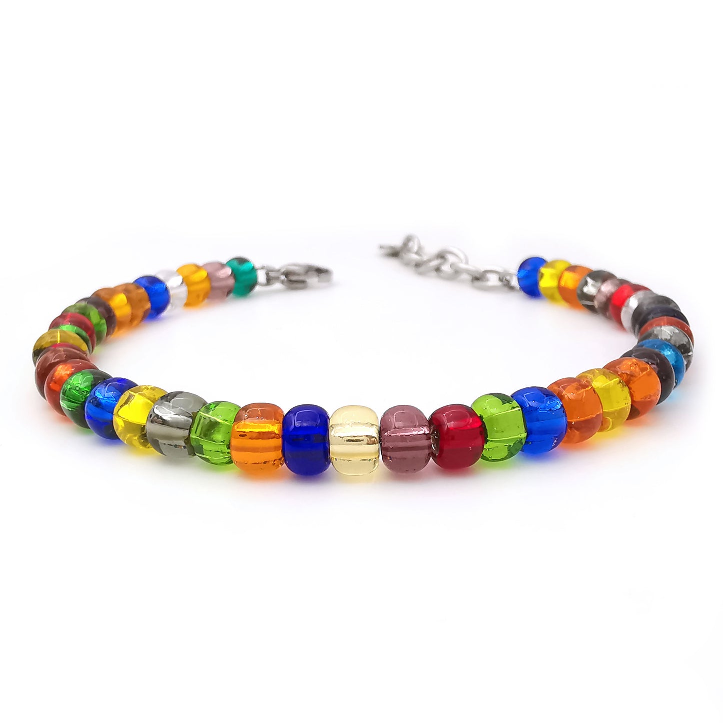 Bracciale da uomo in vetro colorato di Boemia trasparente (diametro 6mm)