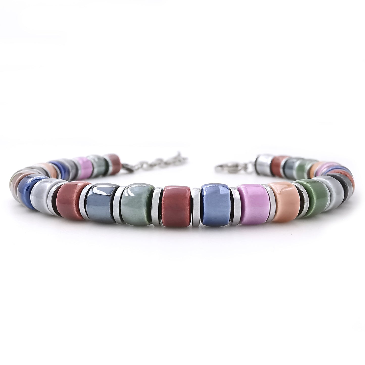 Bracciale da uomo in ceramica ed ematite regolabile braccialetto uomo