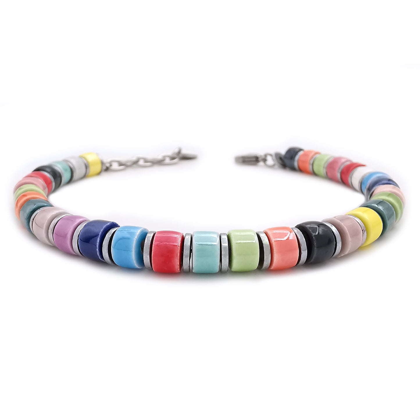 Bracciale da uomo in ceramica ed ematite colorato