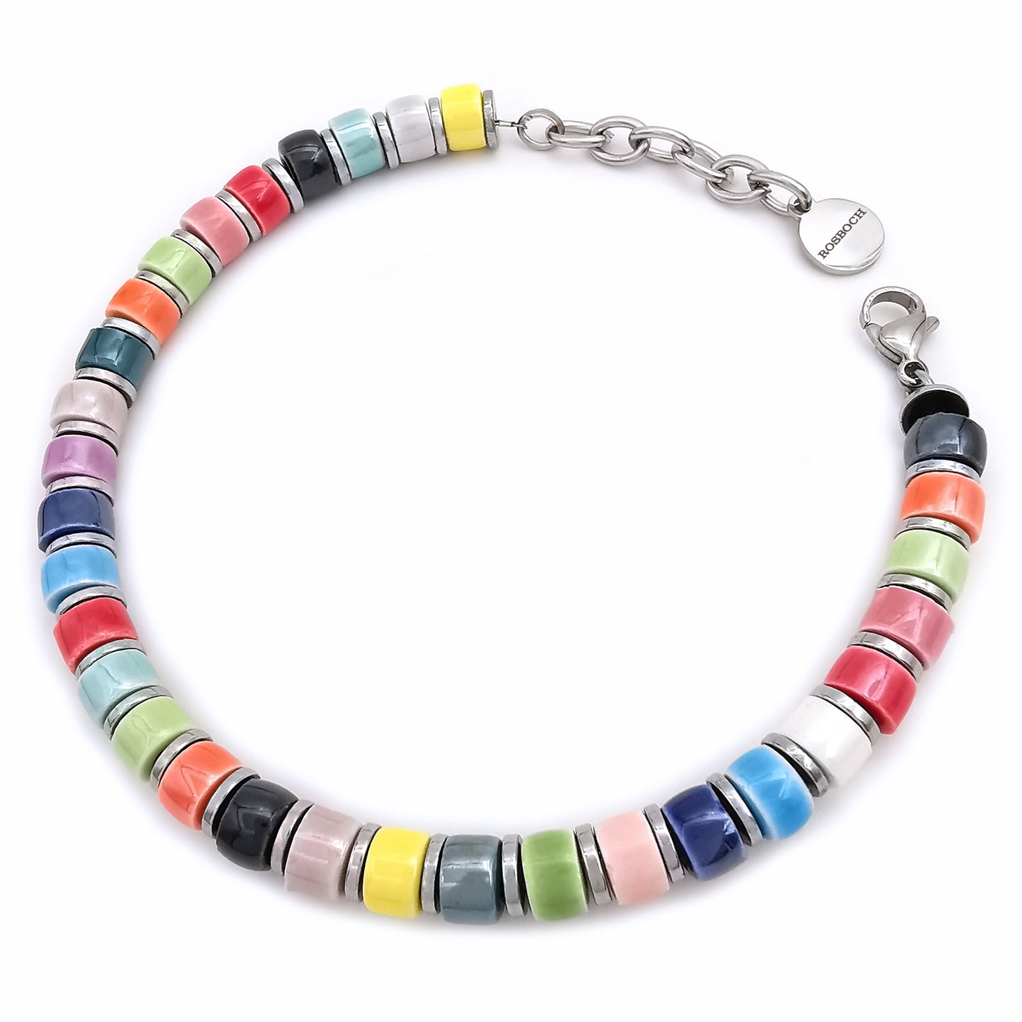 Bracciale da uomo in ceramica ed ematite colorato