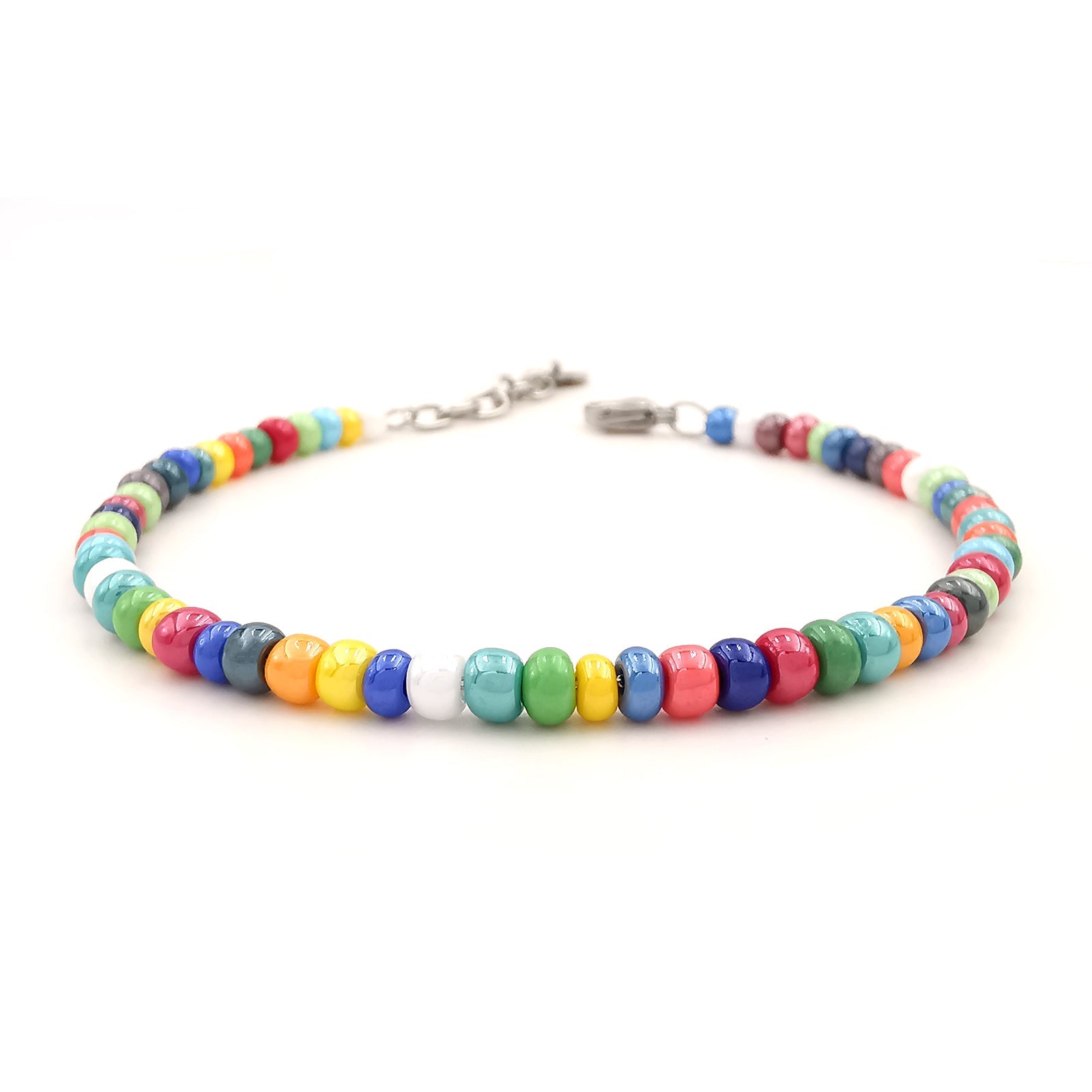 Bracciale da uomo con perline colorate in vetro di Boemia