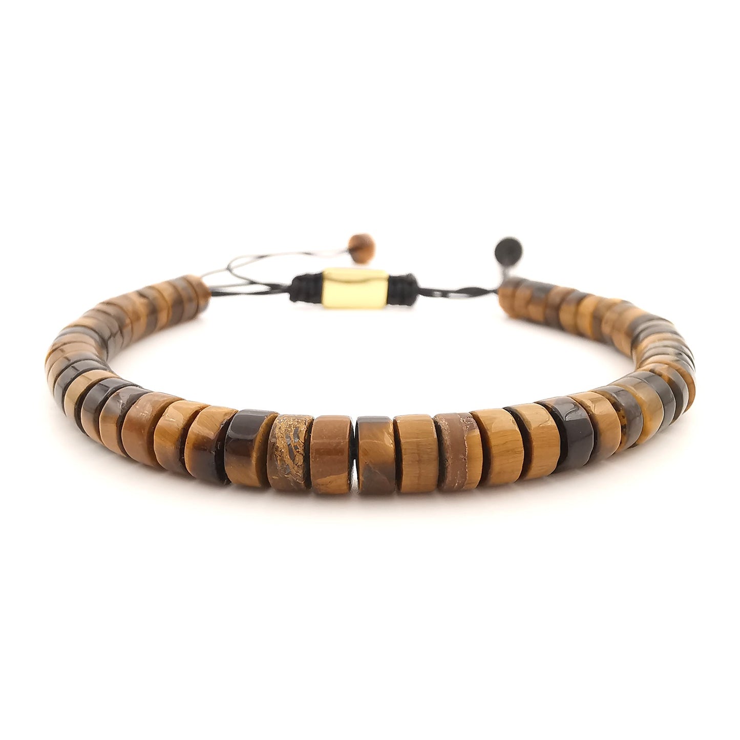 Bracciale da uomo in pietre dure con rondelle in occhio di tigre
