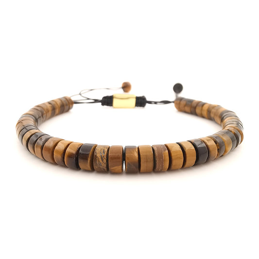Bracciale da uomo in pietre dure con rondelle in occhio di tigre