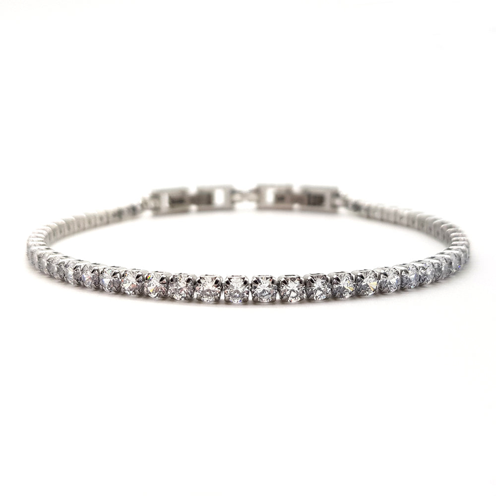 Bracciale da uomo modello tennis in acciaio e zirconi bianco