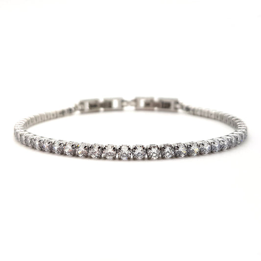 Bracciale da uomo modello tennis in acciaio e zirconi bianco